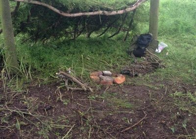 Survival Course with First Aid Trauma Training site cleared and cover has been built